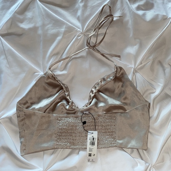 Satin Halter Top with Cutout - Picture 2 of 2